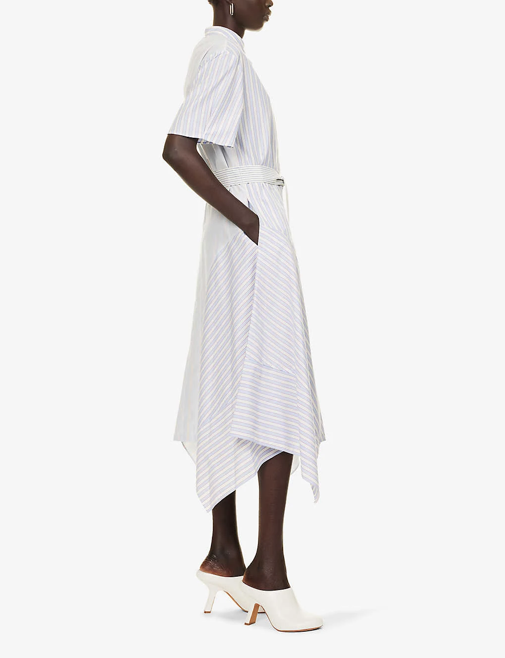 STELLA MCCARTNEY Striped Asymmetric-hem Cotton-poplin Midi Dress 2 STELLA MCCARTNEY Striped Asymmetric-hem Cotton-poplin Midi Dress - Image 2