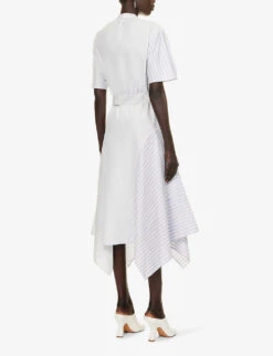 STELLA MCCARTNEY Striped Asymmetric-hem Cotton-poplin Midi Dress 9 STELLA MCCARTNEY Striped Asymmetric-hem Cotton-poplin Midi Dress -Whistles Closet Shop R04160782 MULTICOLOR8485 ALT03