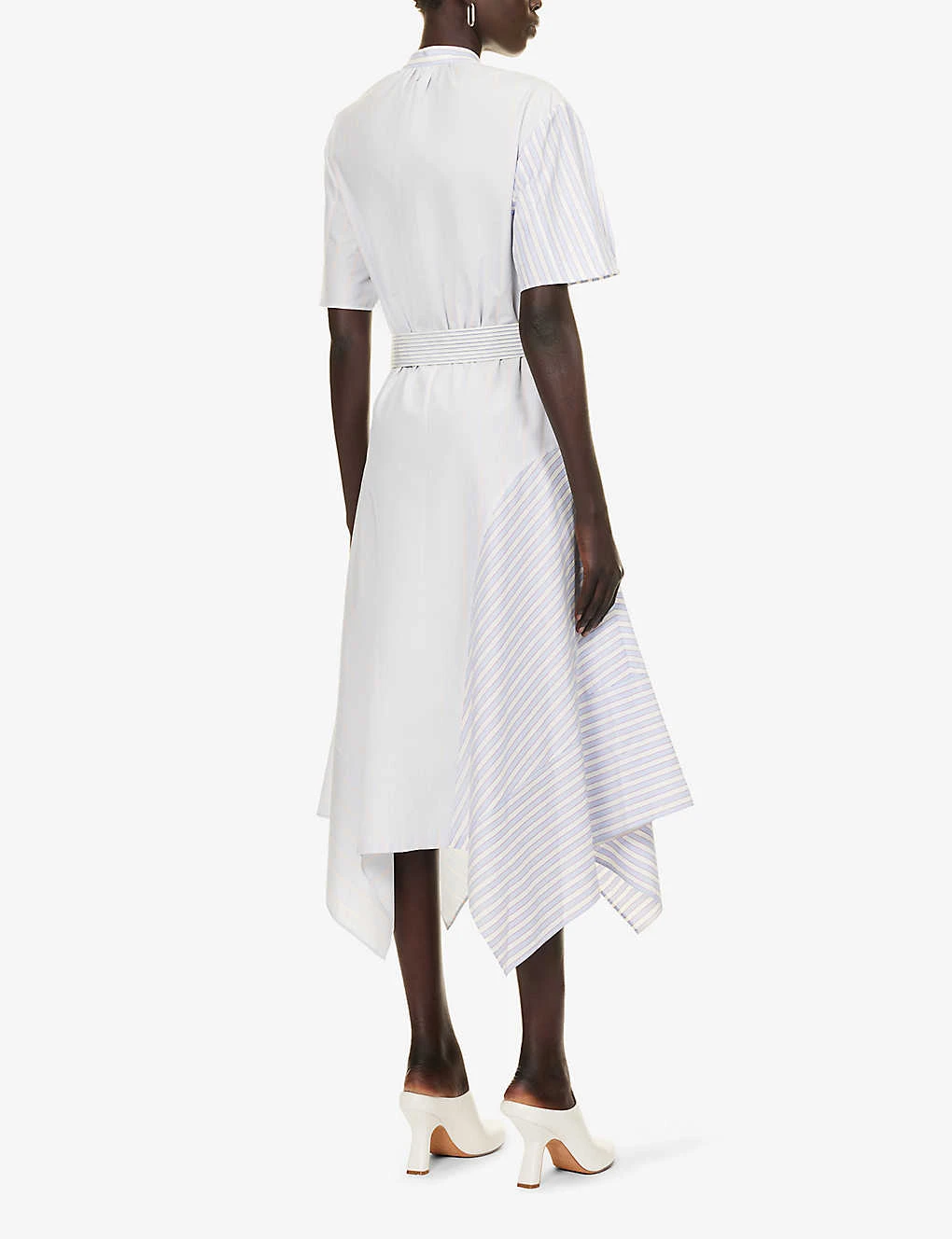 STELLA MCCARTNEY Striped Asymmetric-hem Cotton-poplin Midi Dress 4 STELLA MCCARTNEY Striped Asymmetric-hem Cotton-poplin Midi Dress - Image 4