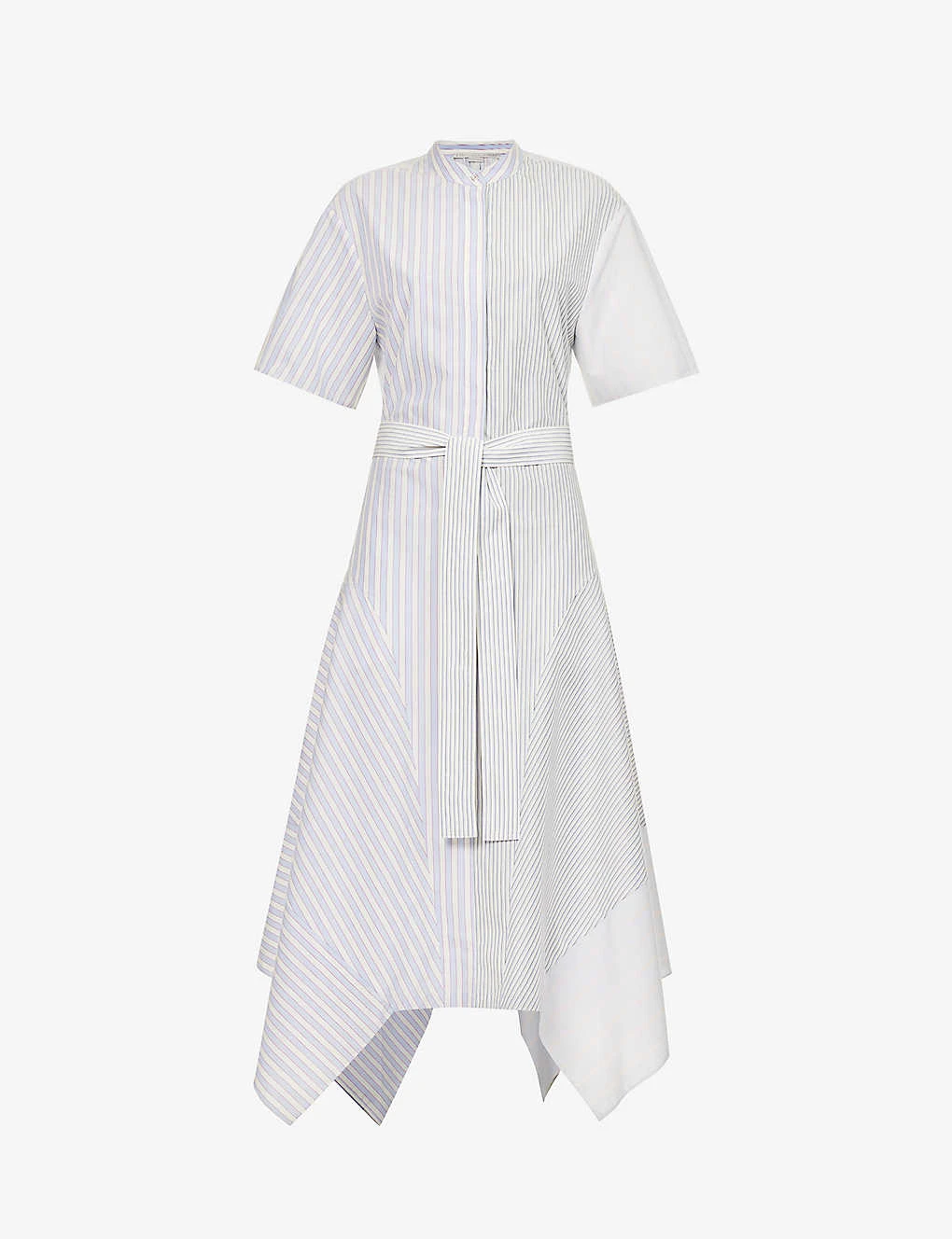 STELLA MCCARTNEY Striped Asymmetric-hem Cotton-poplin Midi Dress 1 STELLA MCCARTNEY Striped Asymmetric-hem Cotton-poplin Midi Dress