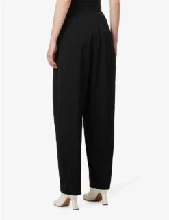 STELLA MCCARTNEY Wide Tapered-leg Mid-rise Regular-fit Stretch-wool Trousers -Whistles Closet Shop R04160787 BLACK ALT03