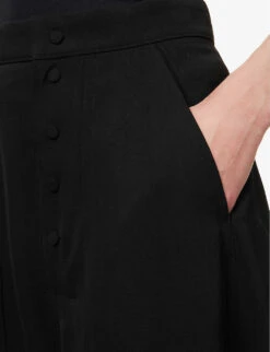 STELLA MCCARTNEY Wide Tapered-leg Mid-rise Regular-fit Stretch-wool Trousers -Whistles Closet Shop R04160787 BLACK ALT04