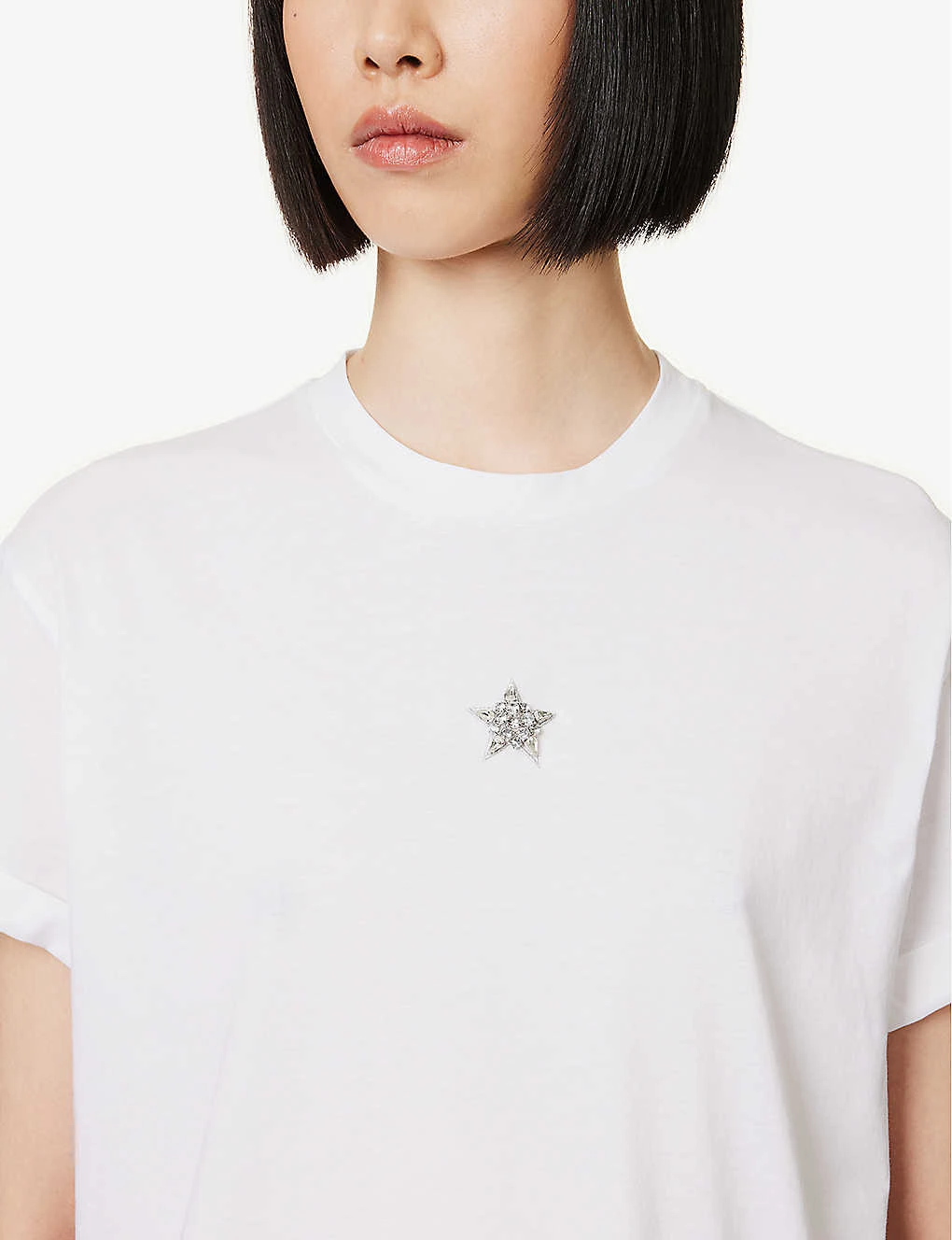 STELLA MCCARTNEY Star-embroidered Folded-hem Cotton-jersey T-shirt 5 STELLA MCCARTNEY Star-embroidered Folded-hem Cotton-jersey T-shirt - Image 5