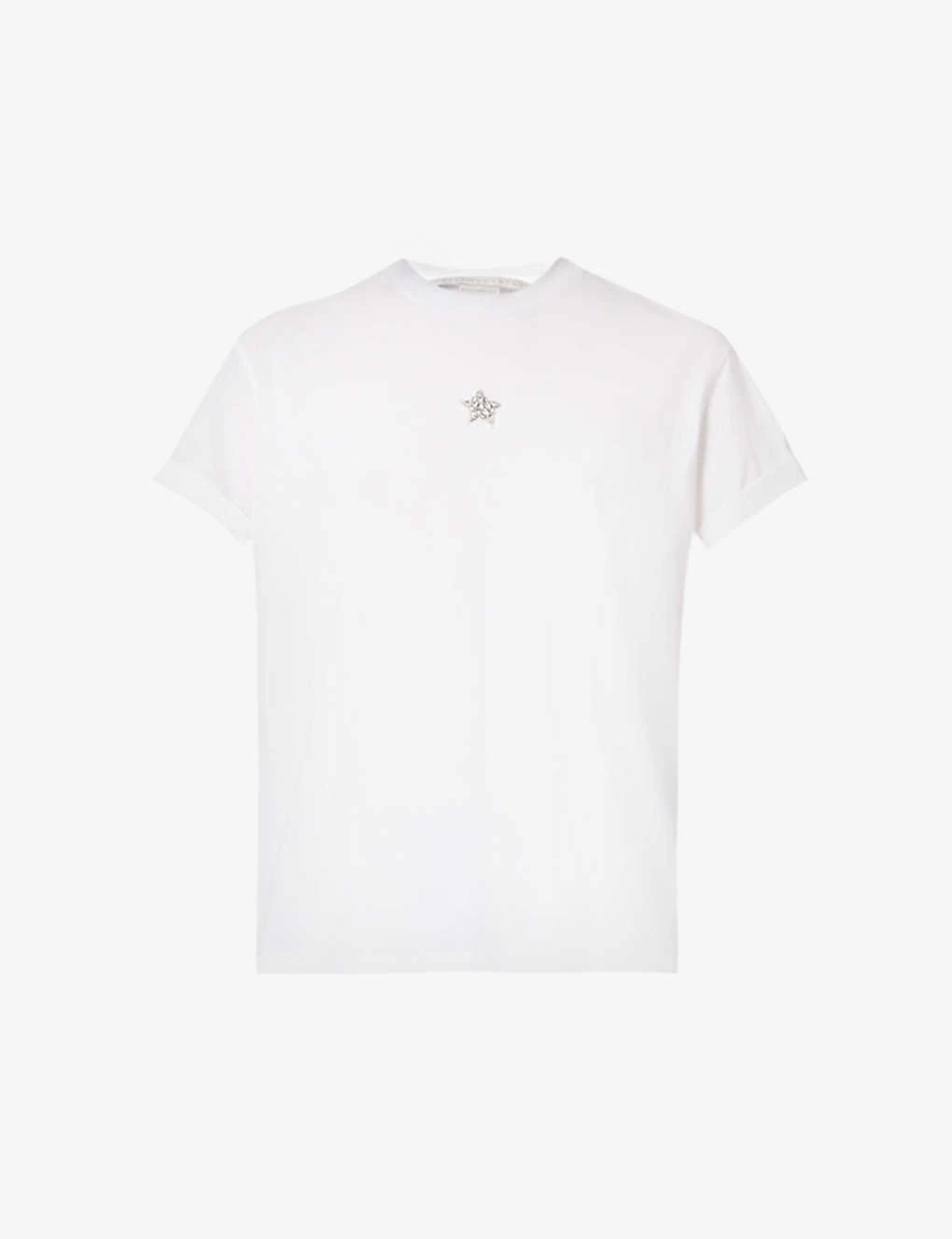 STELLA MCCARTNEY Star-embroidered Folded-hem Cotton-jersey T-shirt 1 STELLA MCCARTNEY Star-embroidered Folded-hem Cotton-jersey T-shirt