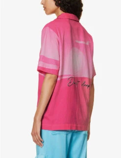 The Rose Tint Shirt Graphic-print Regular-fit Cotton And Linen-blend Shirt -Whistles Closet Shop R04161068 AZALEA ALT03