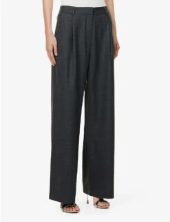 BEC + BRIDGE Jamie Wide-leg Mid-rise Wool-blend Trousers -Whistles Closet Shop R04161128 CHARCOAL ALT02