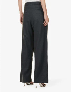 BEC + BRIDGE Jamie Wide-leg Mid-rise Wool-blend Trousers -Whistles Closet Shop R04161128 CHARCOAL ALT03