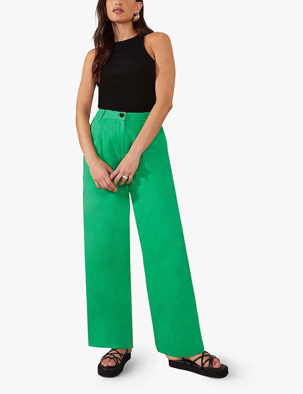 Straight-leg Mid-rise Linen Trousers 2 Straight-leg Mid-rise Linen Trousers - Image 2