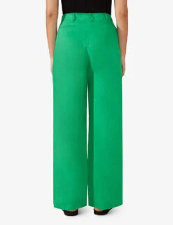 Straight-leg Mid-rise Linen Trousers 7 Straight-leg Mid-rise Linen Trousers -Whistles Closet Shop R04161733 GREEN ALT03