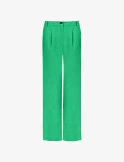 Straight-leg Mid-rise Linen Trousers