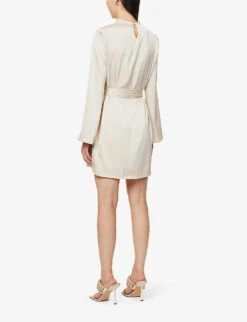 Jayda Tie-waist Woven Mini Dress -Whistles Closet Shop R04164473 OYSTER ALT03