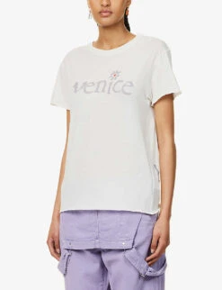 ERL Venice Floral-print Cotton-jersey T-shirt -Whistles Closet Shop R04165346 WHITE ALT02