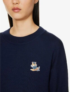 Brand-appliqué Ribbed-trim Wool-knit Jumper 9 Brand-appliqué Ribbed-trim Wool-knit Jumper -Whistles Closet Shop R04166216 NAVY ALT04