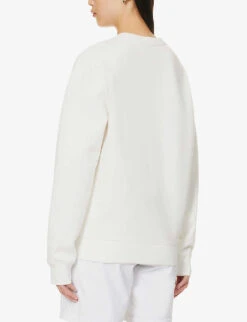 Brand-embroidered Ribbed-trim Cotton-blend Sweatshirt 8 Brand-embroidered Ribbed-trim Cotton-blend Sweatshirt -Whistles Closet Shop R04166218 OFFWHITE ALT03