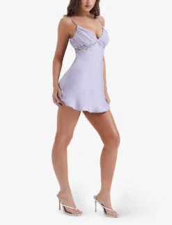 Christa Floral-embroidered Crepe And Satin Mini Dress -Whistles Closet Shop R04166361 LAVENDER ALT02