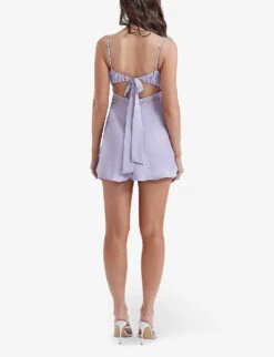 Christa Floral-embroidered Crepe And Satin Mini Dress -Whistles Closet Shop R04166361 LAVENDER ALT03