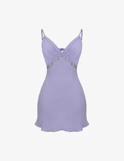 Christa Floral-embroidered Crepe And Satin Mini Dress