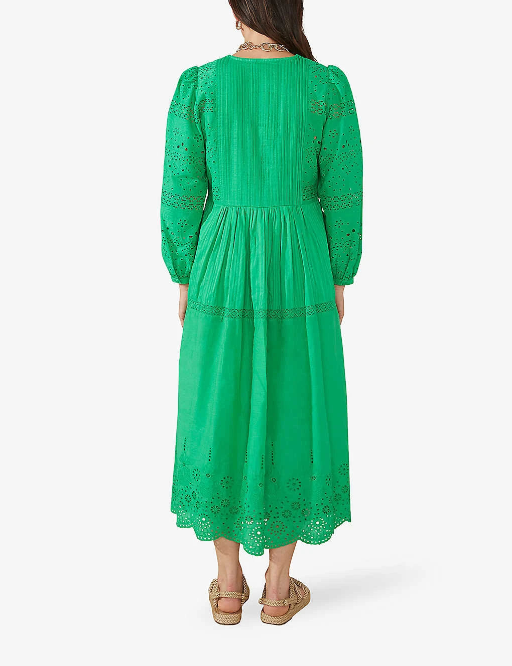 Broderie-anglaise Cotton Midi Dress 3 Broderie-anglaise Cotton Midi Dress - Image 3