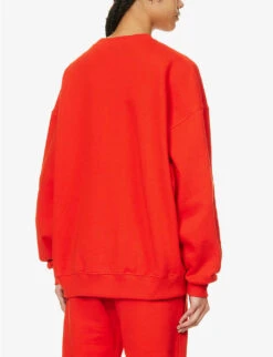 Crystal-embellished Logo-print Organic-cotton Sweatshirt 8 Crystal-embellished Logo-print Organic-cotton Sweatshirt -Whistles Closet Shop R04166489 FIERYRED ALT03