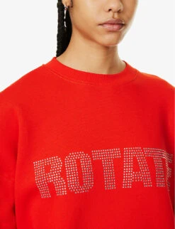 Crystal-embellished Logo-print Organic-cotton Sweatshirt 9 Crystal-embellished Logo-print Organic-cotton Sweatshirt -Whistles Closet Shop R04166489 FIERYRED ALT04