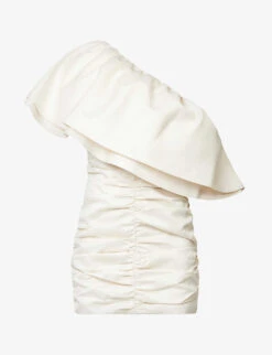 ROTATE Birger Christensen Ruched Asymmetric-neckline Recycled-polyester Mini Dress