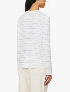 Rag & Bone Stripe Split-hem Knit Jumper -Whistles Closet Shop R04166660 BLUEWHT ALT03