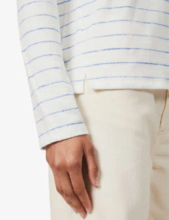 Rag & Bone Stripe Split-hem Knit Jumper -Whistles Closet Shop R04166660 BLUEWHT ALT04