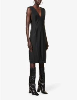 Upside Down Trouser Relaxed-fit Wool-blend Midi Dress 8 Upside Down Trouser Relaxed-fit Wool-blend Midi Dress -Whistles Closet Shop R04167962 BLACK ALT02