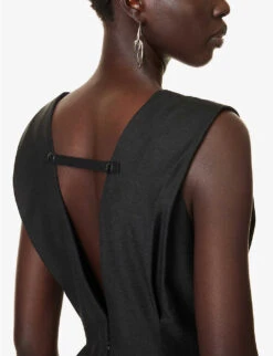 Upside Down Trouser Relaxed-fit Wool-blend Midi Dress 10 Upside Down Trouser Relaxed-fit Wool-blend Midi Dress -Whistles Closet Shop R04167962 BLACK ALT04