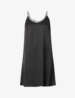 Paco Rabanne Chain-embellished Scoop-neck Satin Mini Dress