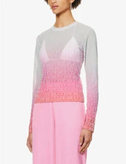 FIORUCCI Monogram-print Gradient Recycled-polyester-blend Top 7 FIORUCCI Monogram-print Gradient Recycled-polyester-blend Top -Whistles Closet Shop R04168321 PINK ALT02