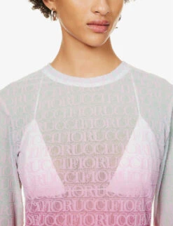 FIORUCCI Monogram-print Gradient Recycled-polyester-blend Top 9 FIORUCCI Monogram-print Gradient Recycled-polyester-blend Top -Whistles Closet Shop R04168321 PINK ALT04