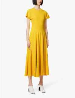 Adriana Crepe Midi Dress -Whistles Closet Shop R04168588 BRIGHTYELLOW ALT02