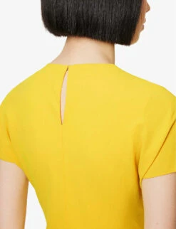 Adriana Crepe Midi Dress -Whistles Closet Shop R04168588 BRIGHTYELLOW ALT05