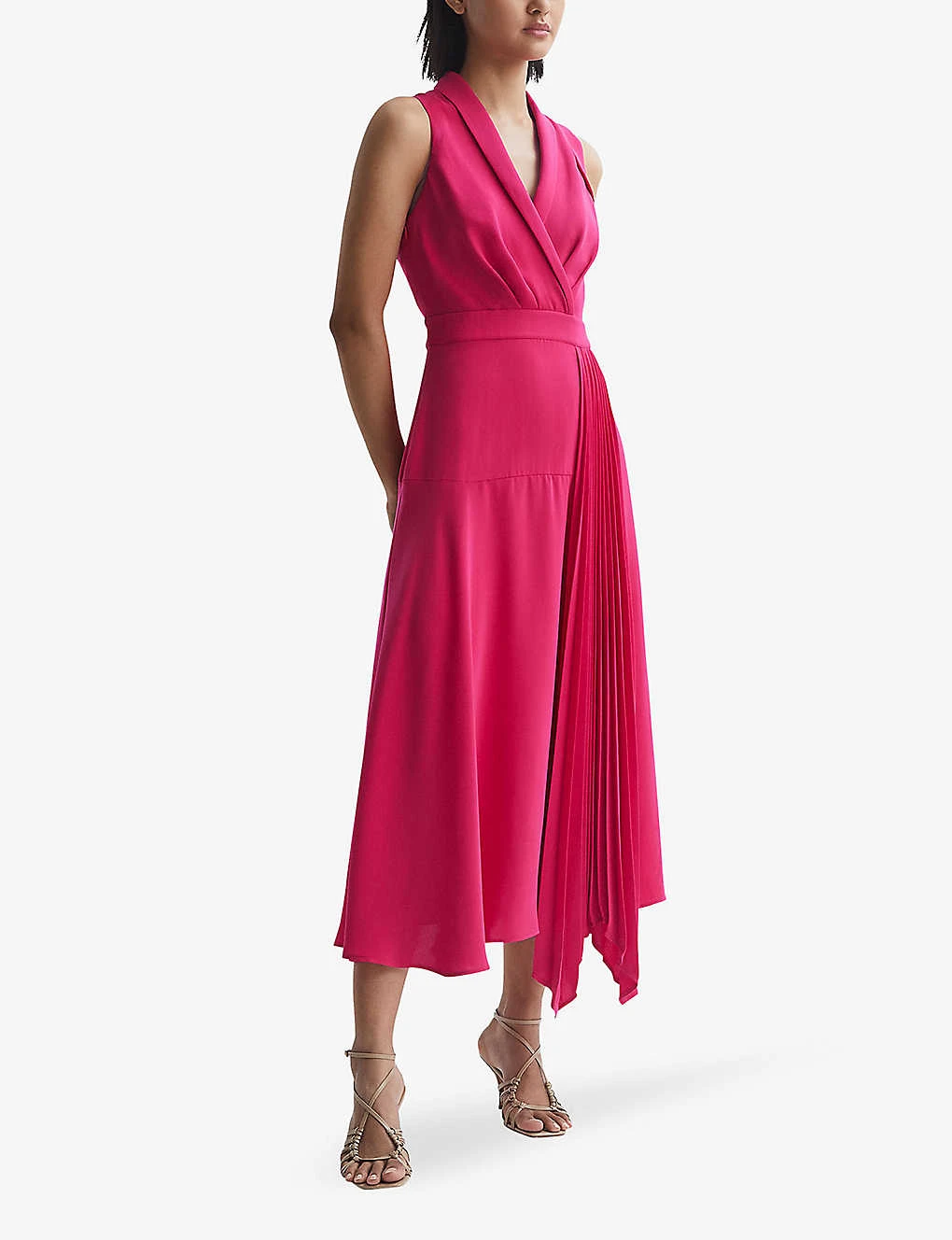 Reiss Claire Pleated Woven Midi Dress 2 Reiss Claire Pleated Woven Midi Dress - Image 2