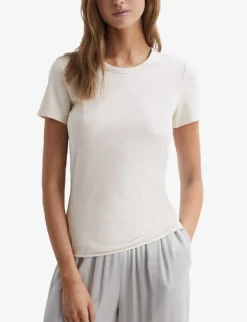 Reiss Sandy Round-neck Cotton T-shirt -Whistles Closet Shop R04169191 IVORY ALT02