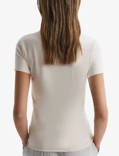 Reiss Sandy Round-neck Cotton T-shirt -Whistles Closet Shop R04169191 IVORY ALT03