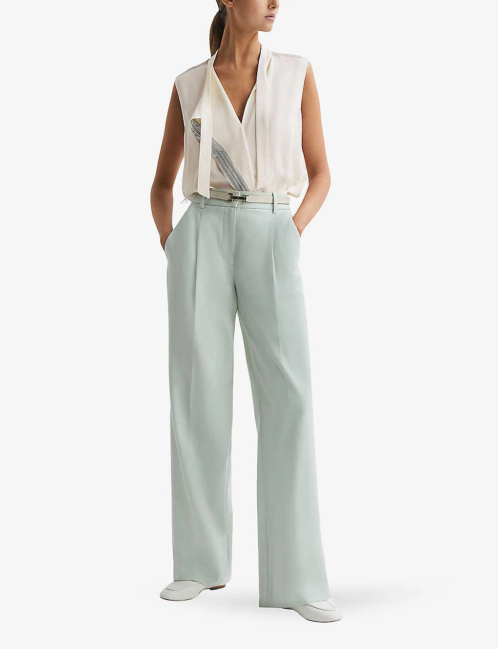 Reiss Romy Stripe-trim Stretch-woven Blouse 2 Reiss Romy Stripe-trim Stretch-woven Blouse - Image 2