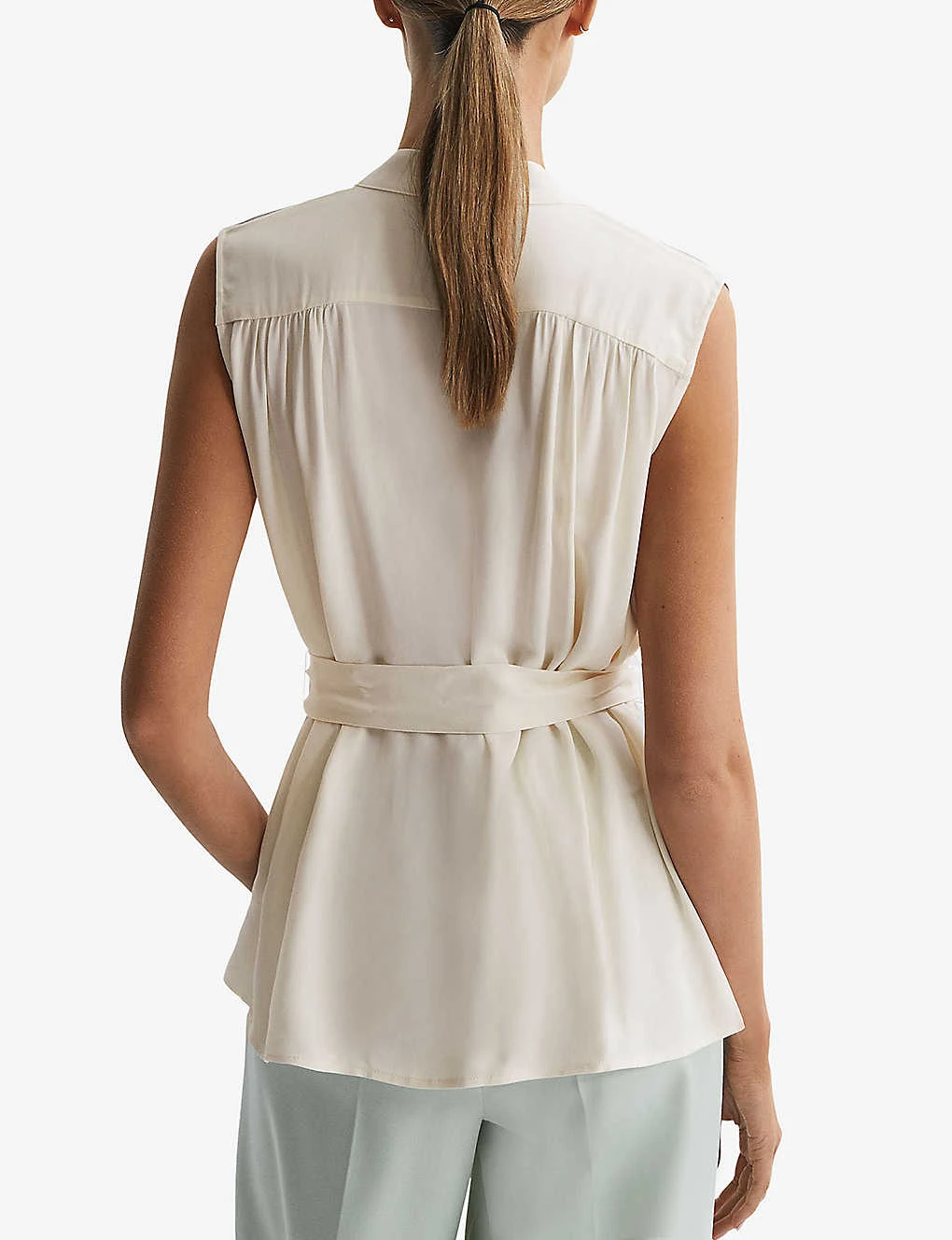 Reiss Romy Stripe-trim Stretch-woven Blouse 4 Reiss Romy Stripe-trim Stretch-woven Blouse - Image 4