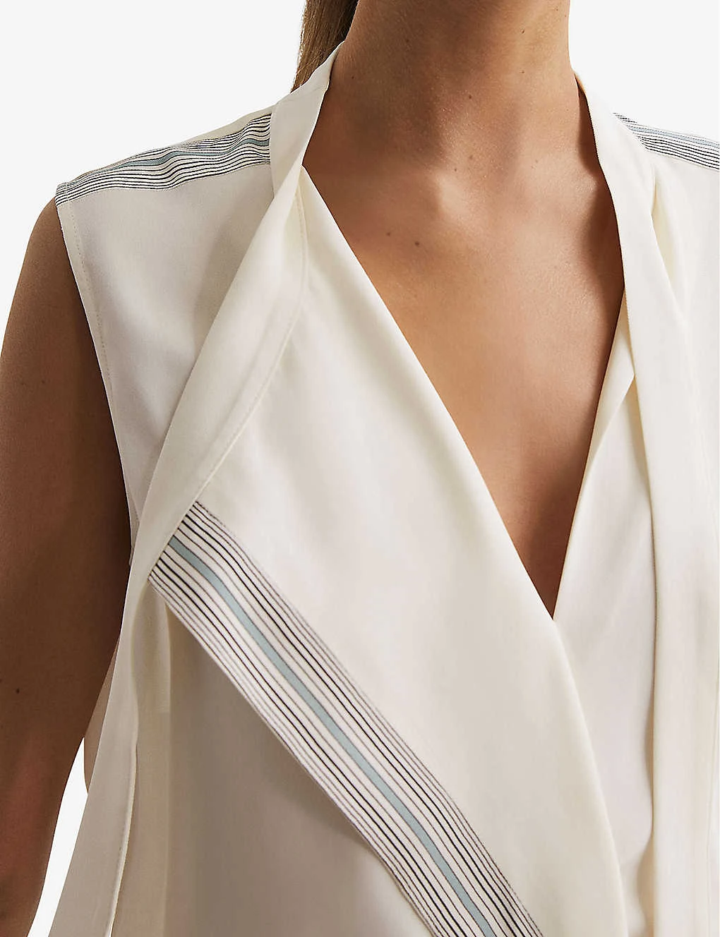 Reiss Romy Stripe-trim Stretch-woven Blouse 5 Reiss Romy Stripe-trim Stretch-woven Blouse - Image 5