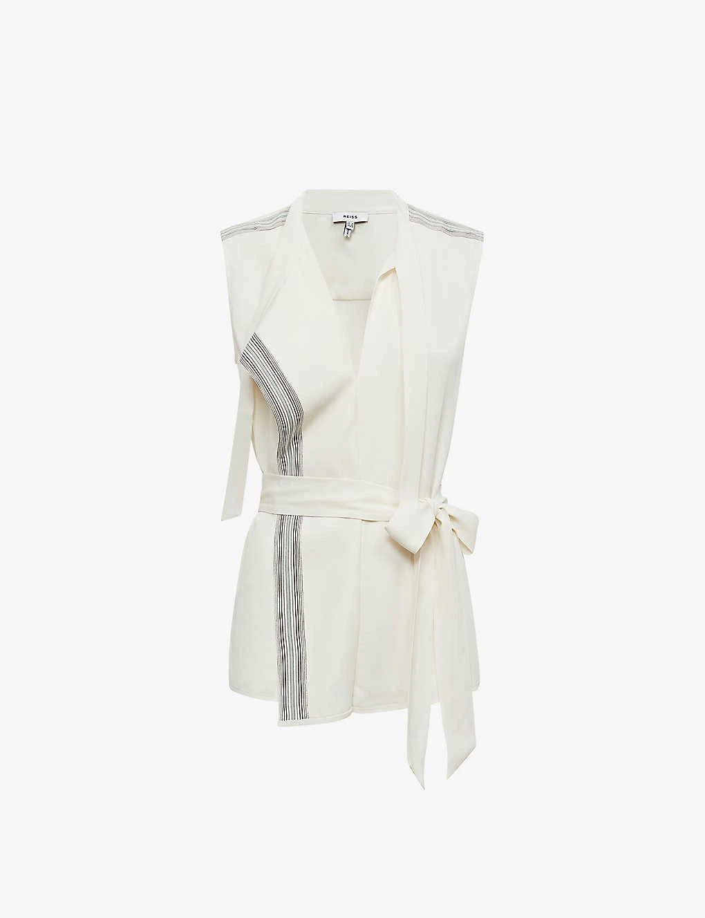 Reiss Romy Stripe-trim Stretch-woven Blouse 1 Reiss Romy Stripe-trim Stretch-woven Blouse