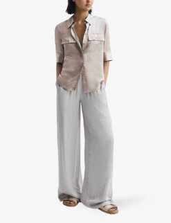 Reiss Aubrey Short-sleeve Silk Shirt 7 Reiss Aubrey Short-sleeve Silk Shirt -Whistles Closet Shop R04169200 CHAMPAGNE ALT02