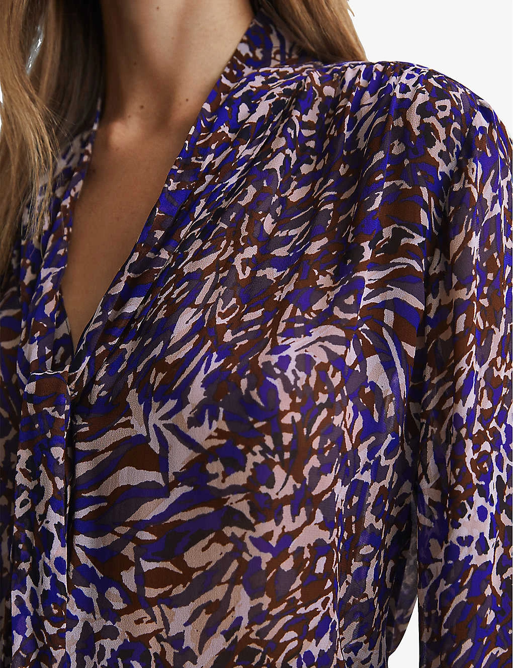 Reiss Tora Animal-print Neck-tie Woven Blouse 5 Reiss Tora Animal-print Neck-tie Woven Blouse - Image 5