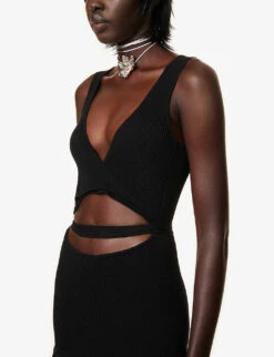 Peephole Cut-out Cotton-blend Mini Dress 9 Peephole Cut-out Cotton-blend Mini Dress -Whistles Closet Shop R04170534 BLACK ALT04