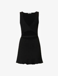 Peephole Cut-out Cotton-blend Mini Dress