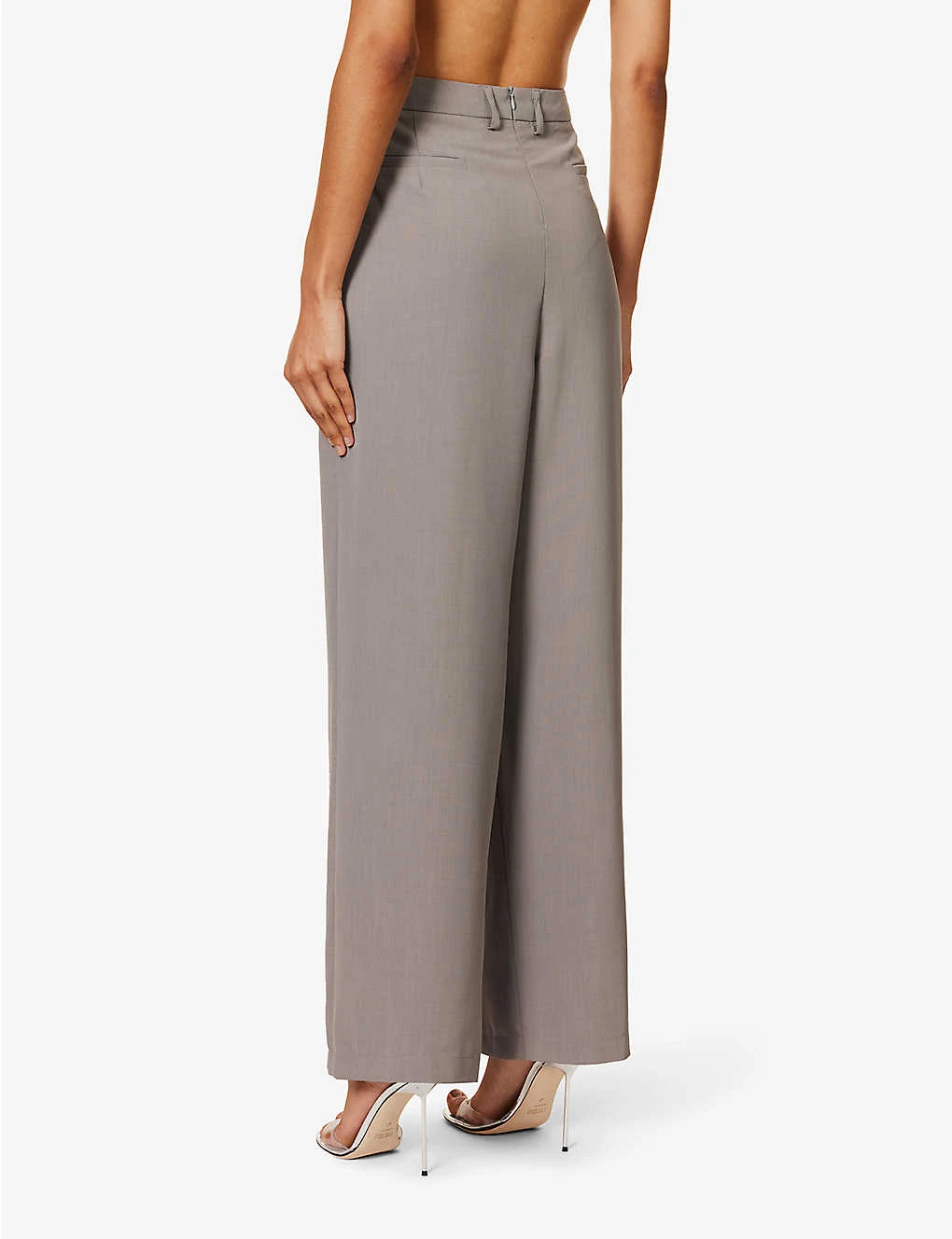 Colbie Asymmetric Wide-leg Mid-rise Woven Trousers 4 Colbie Asymmetric Wide-leg Mid-rise Woven Trousers - Image 4