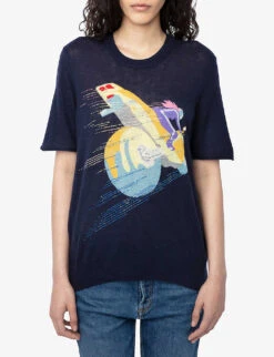 Zadig & Voltaire Ida Printed-logo Cashmere Jumper -Whistles Closet Shop R04171157 ENCRE ALT02