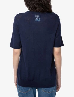Zadig & Voltaire Ida Printed-logo Cashmere Jumper -Whistles Closet Shop R04171157 ENCRE ALT03