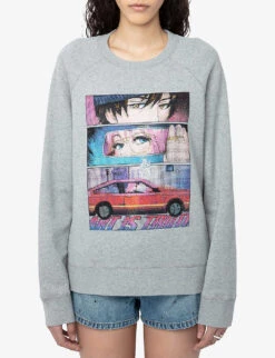 Zadig & Voltaire Upper Moon Graphic-print Cotton-blend Jumper -Whistles Closet Shop R04171161 GRISCHINE ALT02