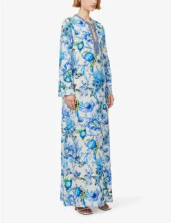 Collins Floral-print Silk-crepe Maxi Dress 8 Collins Floral-print Silk-crepe Maxi Dress -Whistles Closet Shop R04171625 ALLOVERREPEATBLUE ALT02
